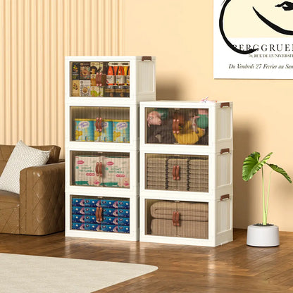 128QT Foldable Storage Bin with Lid, Magnetic Doors & 360° Wheels – Collapsible Organizer Box for Bathroom & Small Room, Multi-Size Available