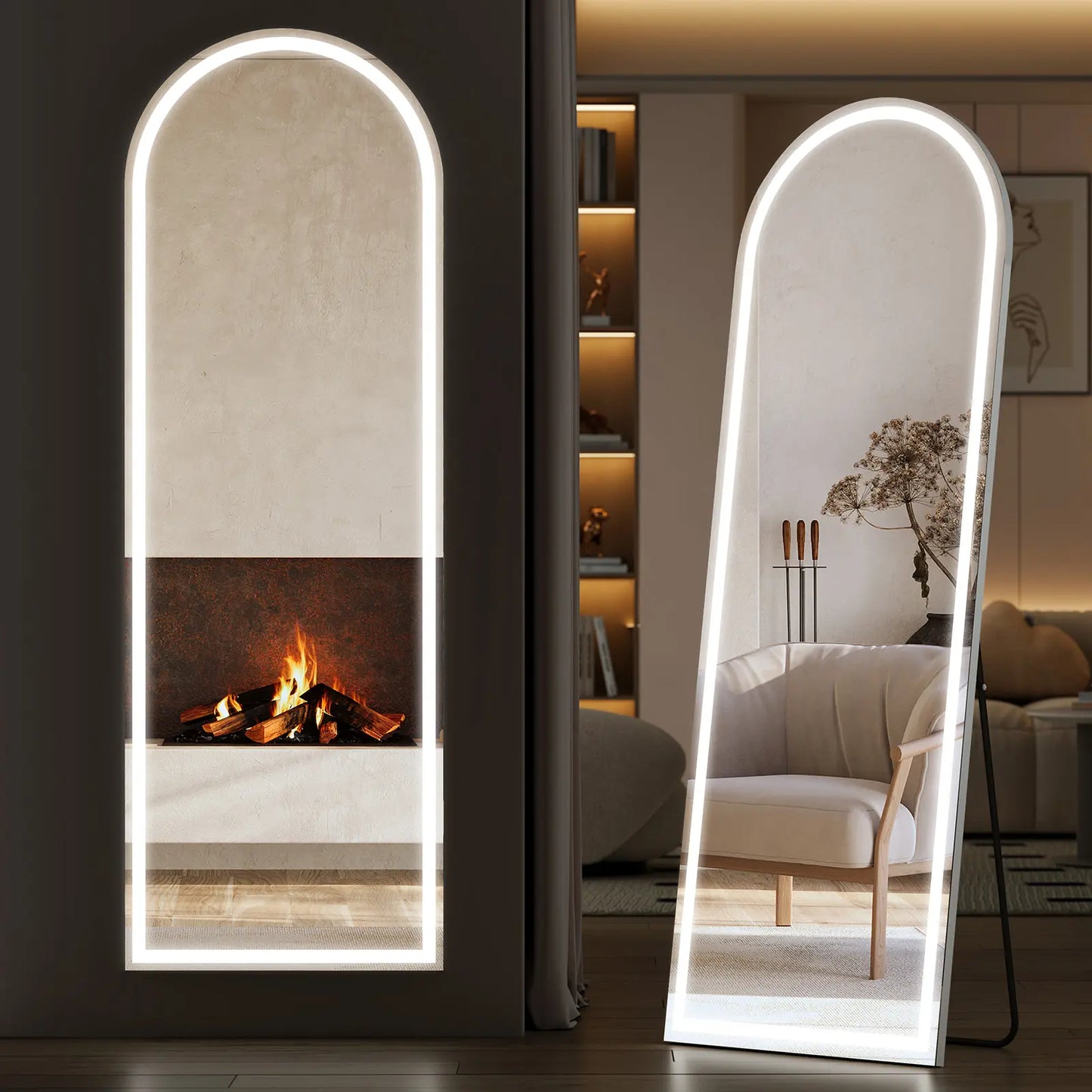 Full Length LED Floor Mirror with Dimming & 3 Color Lighting – Large Standing Mirror for Bedroom Decor