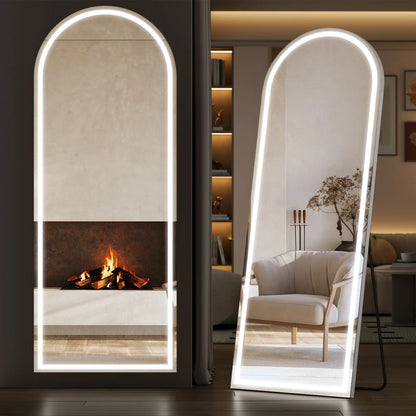 Full Length LED Floor Mirror with Dimming & 3 Color Lighting – Large Standing Mirror for Bedroom Decor
