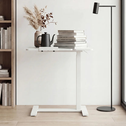 Adjustable Overbed Bedside Table with Wheels, Mobile Rolling Laptop Desk with Tilting Top & Height-Adjustable Tray