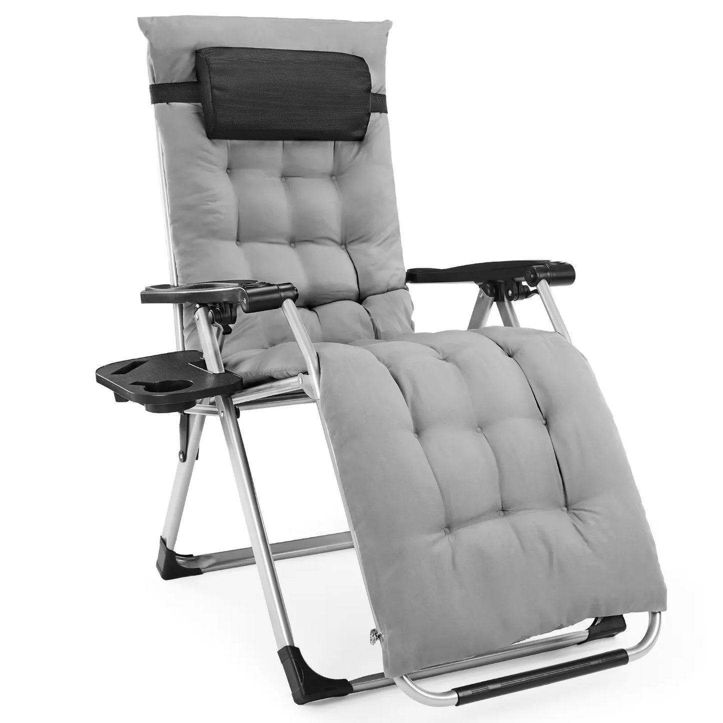 Foldable Zero Gravity Recliner Chair with Cup Holder & Removable Cushion – Outdoor Patio & Camping Chair