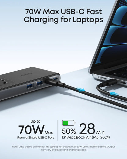 10-in-1 Desk Clamp Power Strip with Surge Protection, 6 AC, 2 USB-A & 2 USB-C, 5 ft Cord, Fits 0.6-1.8" Tabletop Edge – Home Office & Gaming Accessory