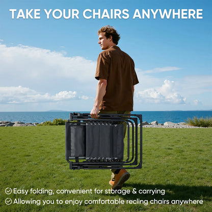 Foldable Zero Gravity Recliner Chair with Cup Holder & Removable Cushion – Outdoor Patio & Camping Chair
