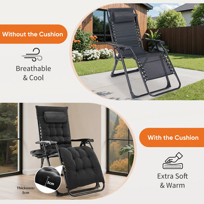 Foldable Zero Gravity Recliner Chair with Cup Holder & Removable Cushion – Outdoor Patio & Camping Chair