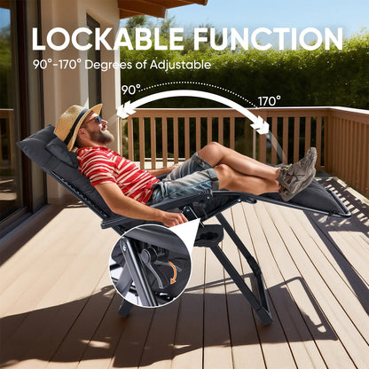 Foldable Zero Gravity Recliner Chair with Cup Holder & Removable Cushion – Outdoor Patio & Camping Chair