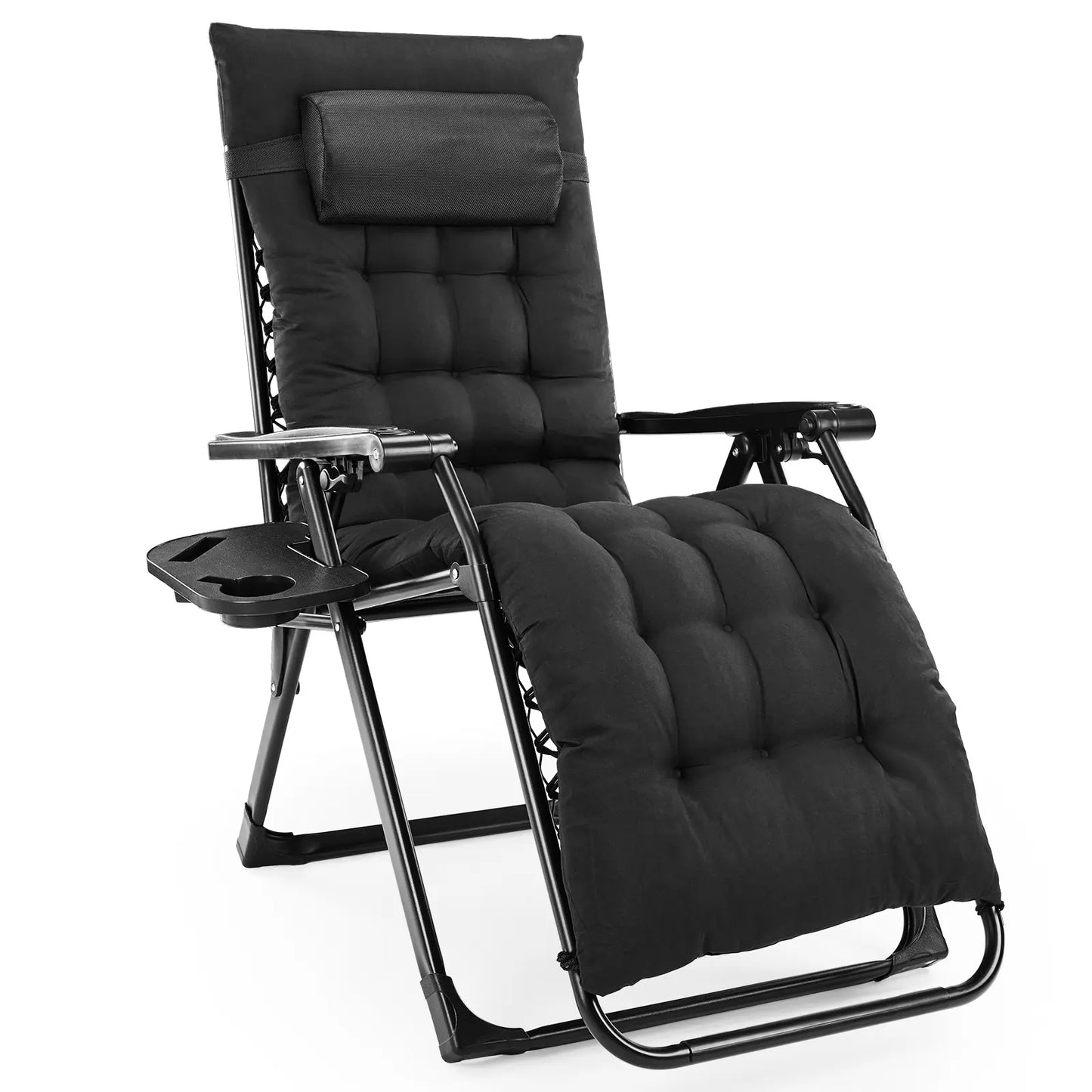Foldable Zero Gravity Recliner Chair with Cup Holder & Removable Cushion – Outdoor Patio & Camping Chair